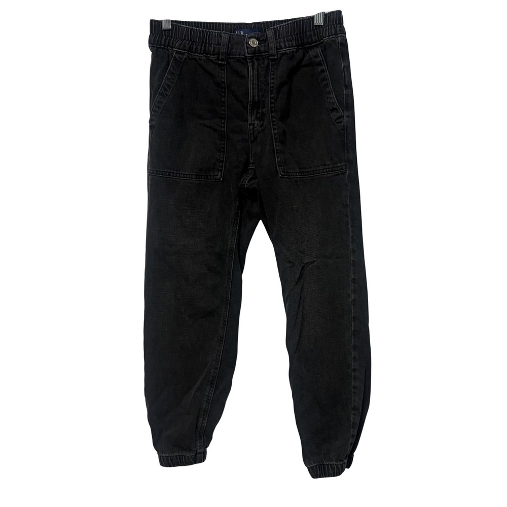 Gap Denim Womens XS Washed Black Elastic Waist Utility Jogger Pants 100% Cotton‎